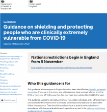 Guidance On Shielding And Protecting People Who Are Clinically Extremely Vulnerable From COVID-19 - GOV UK
